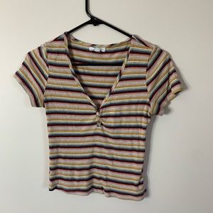 Stripped V neck crop top